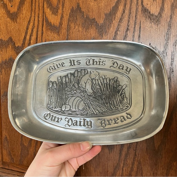 Leonard Other - Vintage 'Our Daily Bread' Decorative Bread Tray - Pewter Tone